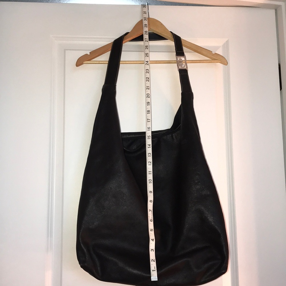 Black leather white stitching